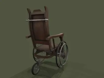 Wooden Wheelchair Low-poly 3D model