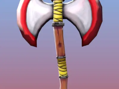 Cartoon Battle Axe Low-poly 3D model