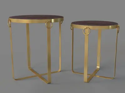 Onix Set Of 2 Tables Purple And Antique Gold 3D model