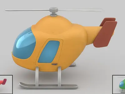 cartoon helicopter Free low-poly 3D model