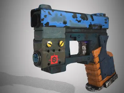 Futuristic hand gun Low-poly 3D model