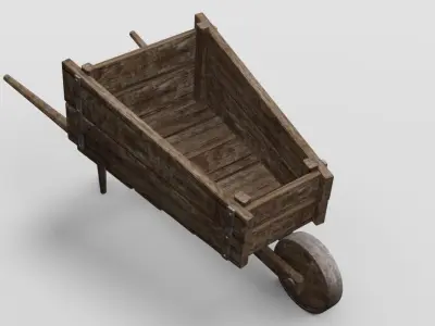 Wooden barrow Free low-poly 3D model