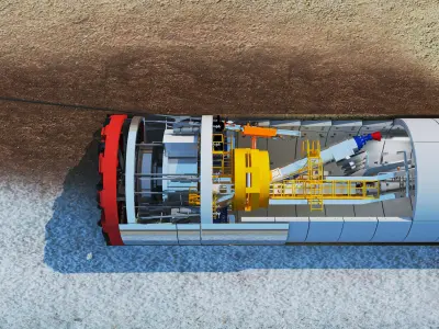 Tunnel boring machine construction 3D model