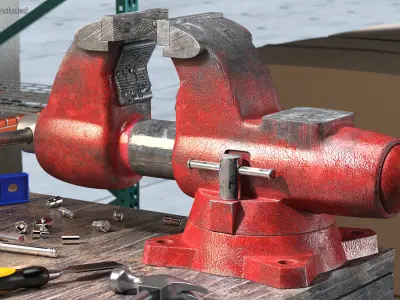 Pipe Bench Vise Dusty Rigged 3D model