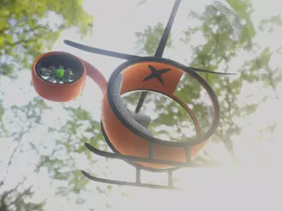 A Minimalist and Futuristic Concept of Small Helicopter Low-poly 3D model