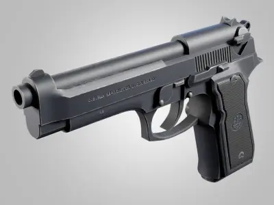 Beretta M9 Low-poly 3D model 3