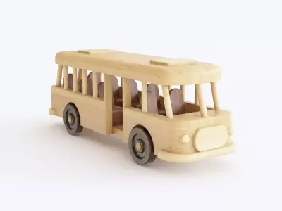 Wooden toy bus 01 3D model