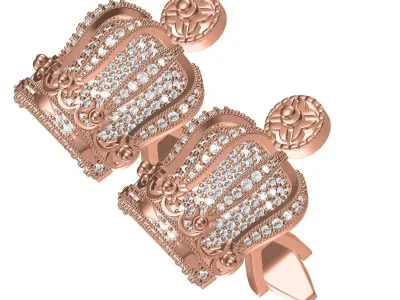 The King Crown Diamond Cufflink 3D print model