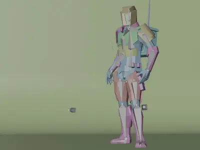 Low poly military robot Free low-poly 3D model