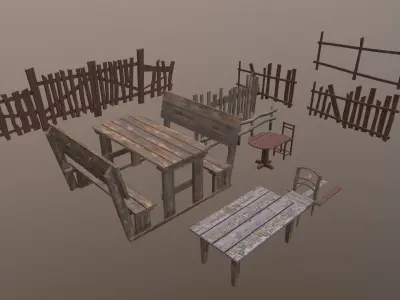 Medieval props  Low-poly 3D model