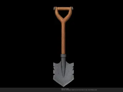 Stylized Wooden Handled Shovel 3D Model - AI Low-poly 3D model