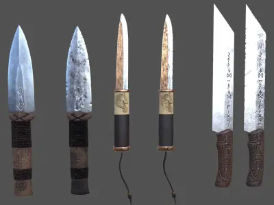 Viking Knife Kit Low-poly 3D model