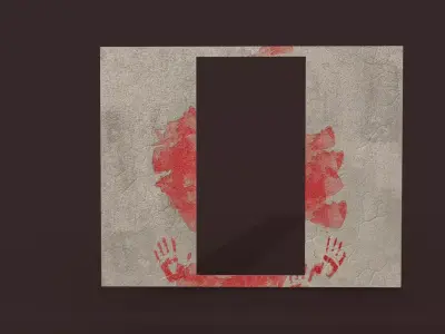 Realistic Concrete Wall with Blood Handprints 3D Model Low-poly 3D model