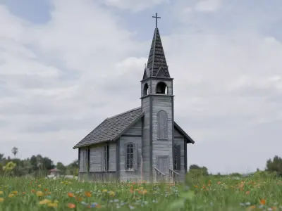 Low Poly Church Low-poly 3D model