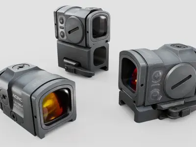 Complete rifle scope and red dot optic bundle 3D Model Pack