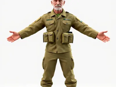 Elder Soldier Character Rigged and Animated D Model Low-poly 3D model