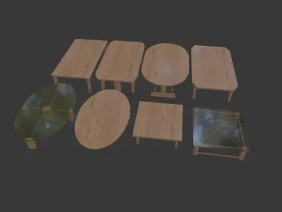 8 REALISTIC TABLES COLLECTION Low-poly 3D model