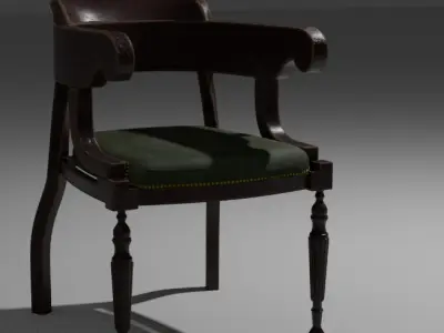 Antique Wooden Armchair Low-poly 3D model purchase