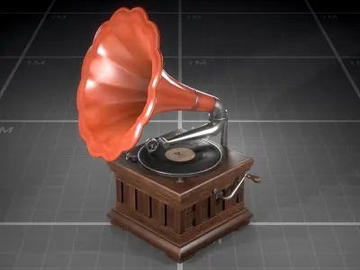 Soviet Gramophone Low-poly 3D model