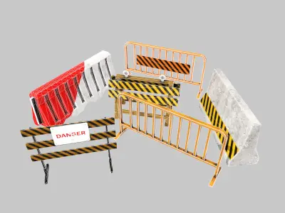 Road block Low-poly 3D model