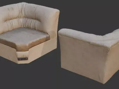 Worn Leather Armchair  3D Scanned Low-Poly Model Low-poly 3D model