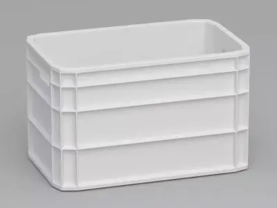 Portable Plastic Crate white 3D model