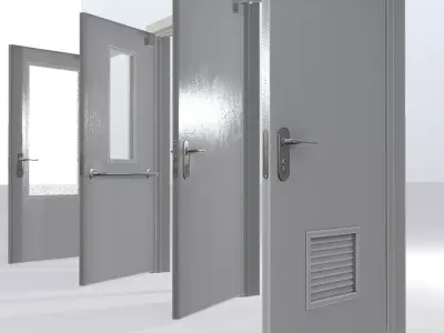 industrial doors 4K PBR rigged Low-poly 3D model