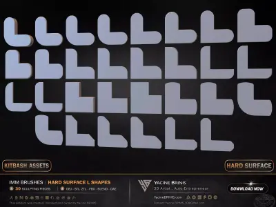 30 Hard Surface IMM L Shapes Low-poly 3D model