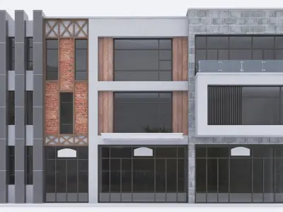 Office Building Low-poly 3D model 2