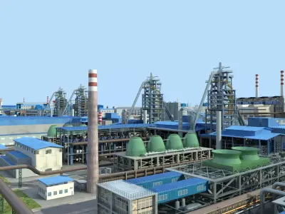 Steel Plant  Industrial Factory Complex 3D model