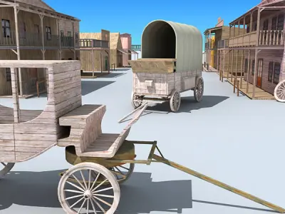 Western Town and Steam Boat 3D model