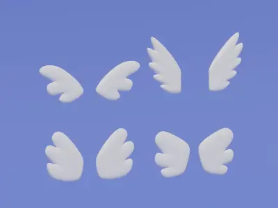 Cartoon Cute Wings Collection 3D model