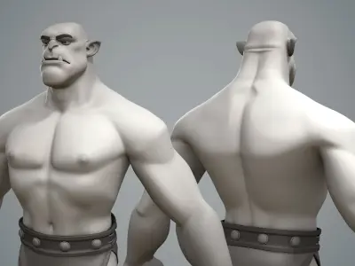 Cartoon Male fantasy character Orc Gralnok Low-poly 3D model