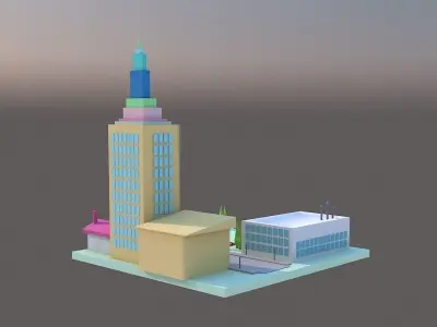low poly city part 3D model