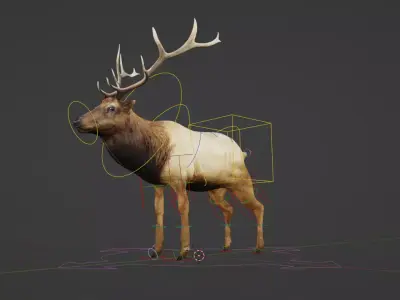 lowpoly rigged reindeer model for blender Low-poly 3D model
