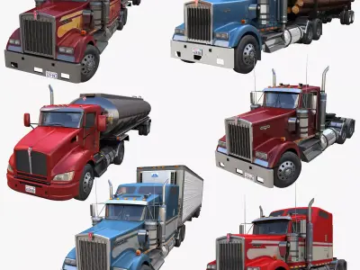 Kenworth semitruck 3D Model Pack