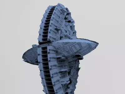 Art Deco Sci-Fi Disk Ship 9 3D model