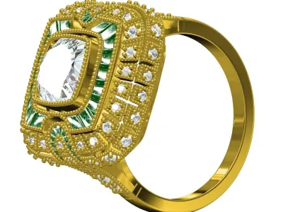 Antique Art Deco Vintage Ring 3 3D print model