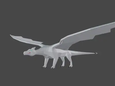 Low-poly dragon origami bird flying in air Low-poly 3D model