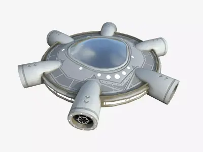 Alien Spaceship UFO J09 Full White - Sci Fi Spacecraft Design Low-poly 3D model