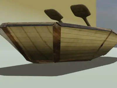 Lowpoly wooden boat Low-poly 3D model
