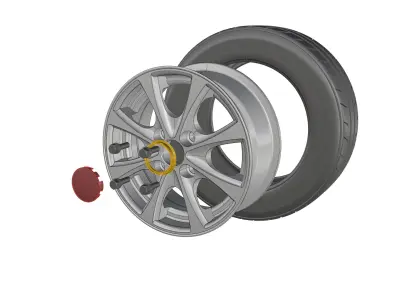 13 Inch Tire Rim Full Set 3D model