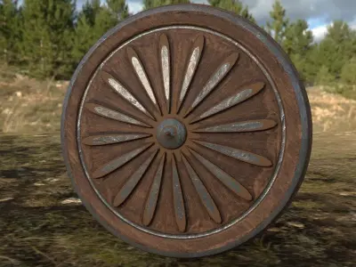 Shield in woods Low-poly 3D model