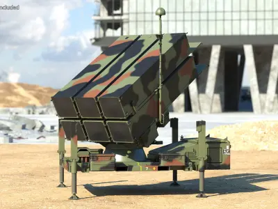 NASAMS Missile System Camouflage Ready to Attack 3D model