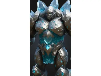 Crystal Golem Rock Monster Low-poly 3D model