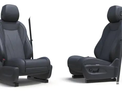Car Seat with Headrest and Seat Belt 3D model