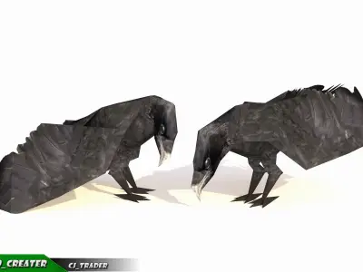 Low-poly Crow Rigged  Animated 3D model Low-poly 3D model