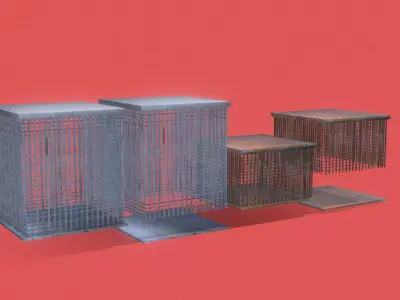 Retro 2 Cage Set PSX Low-poly 3D model