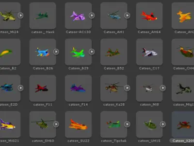 Big Toon Airplanes Low-poly 3D model