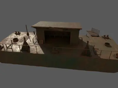 River panton  barge Low-poly 3D model